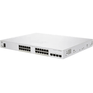 Cisco - Business 350 Series 350-24P-4G - Switch - L3 - Managed - 24 x 10/100/1000 (PoE+) + 4 x Gigabit SFP - Rack-Mountable - PoE+ (195 W)