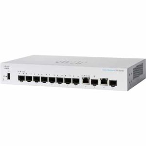 Cisco - Business 350 CBS350-8S-E-2G 2 Ports Manageable Ethernet Switch - Gigabit Ethernet - 1000Base-T, 1000Base-X - 3 Layer Supported - Modular - 10 SFP Slots - Power Adapter - 11.90 W Power Consumption - Optical Fiber, Twisted Pair - Lifetime Limited Warranty