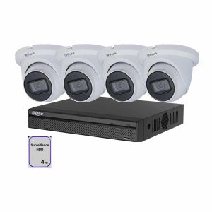 Dahua 4 Channel Lite Series CCTV Security Kit: 4 Channel 4K NVR (4TB HD), 4 PoE 6MP Starlight CCTV Cameras