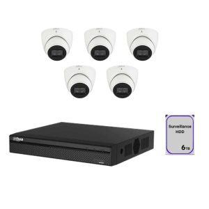 Dahua 8 Channel CCTV Security Kit: 8 Channel 4K NVR (6TB), 5 x DaHua 6MP WizSense Lite Fixed Starlight PoE IP CCTV Cameras