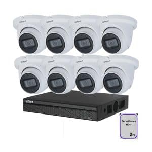 Dahua 8 Channel CCTV Security Kit: 8 Channel 4K NVR (2TB), 8 x DaHua 6MP WizSense Lite Fixed Starlight PoE IP CCTV Cameras