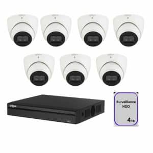 Dahua 8 Channel CCTV Security Kit: 8 Channel 4K NVR, 4 x 6MP WizSense Lite AI Fixed Starlight Turret, 3 x 8MP WizSense IR Fixed focal Eyeball, 4TB HDD