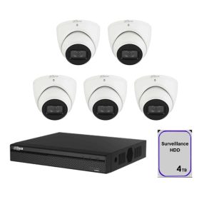 Dahua 8 Channel CCTV Security Kit: 8 Channel 4K NVR, 2 x 6MP WizSense Lite AI Fixed Starlight Turret, 3 x 8MP WizSense IR Fixed focal Eyeball, 4TB HDD
