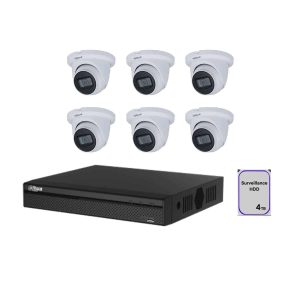 Dahua 8 Channel CCTV Security Kit: 8 Channel 4K NVR, 6 x 8MP Lite Fixed Starlight Turret, 4TB HDD