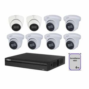 Dahua 8 Channel CCTV Security Kit: 8 Channel 4K NVR, 2 x 6MP WizSense Lite AI Fixed Starlight Turret, 6 x 8MP Lite Fixed Starlight Turret, 6TB HDD