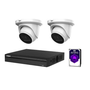 4 Channel CCTV Security Kit:  Dahua 4 Channel 4K NVR (1TB), 2 x 6MP Fixed Imou Starlight Turret PoE IP Camera