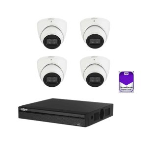 Dahua 4 Channel CCTV Security Kit: 4 Channel 4K NVR (2TB), 4 x 6MP DaHua WizSense Starlight IR CCTV Camera