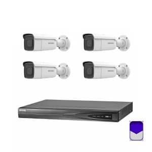 HikVision - 8MP 4Ch CCTV Security Kit - 4 Channel 4k 4PoE 1 x HDD Bay CCTV NVR (3TB HDD), 2 x DS-2CD2685G1-IZS – 8MP 4K Powered-by-DarkFighter Varifocal Bullet Network Camera