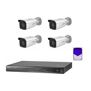 HikVision - 6MP 4Ch CCTV Security Kit - 4 Channel 4k 4PoE 1 x HDD Bay CCTV NVR (3TB), 4 x DS-2CD2T65G1-I5 – 6MP 2.8mm IR Powered-by-DarkFighter Fixed Bullet Network Camera