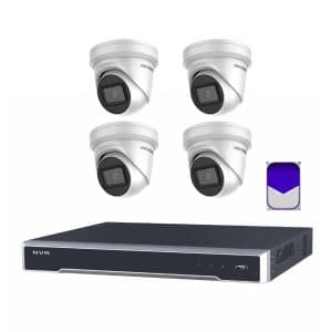 HikVision - 6MP 4Ch CCTV Security Kit - 4 Channel 4k 4PoE 1 x HDD Bay CCTV NVR (3TB), 4 x DS-2CD2366G2-IU – 6MP Outdoor Turret CCTV Security Camera, 2.8mm