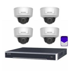 HikVision - 8MP CCTV Security Kit - 8 Channel 4K 8 PoE 2 x HDD Bays CCTV NVR (3TB HDD), 4 x DS-2CD2785G1-IZS – 8MP 4K Powered-by-DarkFighter Varifocal Dome Network Camera