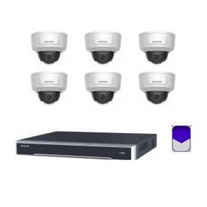 HikVision - 8MP 8Ch CCTV Security Kit - 8 Channel 4K 8 PoE 2 x HDD Bays CCTV NVR (3TB HDD), 6 x DS-2CD2785G1-IZS – 8MP 4K Powered-by-DarkFighter Varifocal Dome Network Camera