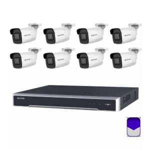 HikVision - 6MP 8Ch CCTV Security Kit - 8 Channel 4K 8 PoE 2 x HDD Bays CCTV NVR (3TB), 8 x DS-2CD2065G1-I – 6MP 2.8mm IR Powered-by-DarkFighter Fixed Mini Bullet Network Camera