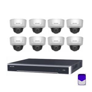 HikVision - 6MP 8Ch CCTV Security Kit - 16 Channel 4K 16 PoE 2 x HDD Bays CCTV NVR (3TB), 8 x DS-2CD2165G0-I – 6MP Powered-by-DarkFighter Fixed Dome 2.8mm IR Network Camera