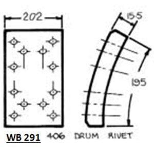 World Brake - Rear Brake Lining Set - Suits Hino FG17 FG19 FG1J FG8J FM3M FS270 FT175 GH1H GH1J GH3H GH8J GS22 RC320 RG197 RG230 - WB-291